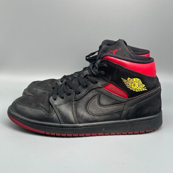 Jordan 1 Mid Last Shot Athletic Sneakers Mens 10.5 Black Leather Lace Up Mid Top main image 5